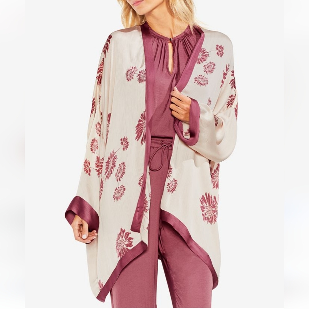 Vince Camuto Chateau Floral Sketch Kimono Cardigan Size 2X